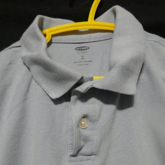 OLD NAVY, medium (8) regular, light blue polo, *juice stains SEE PIC, EUC - Picture 4 of 11